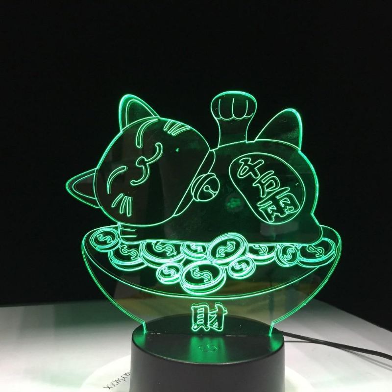 geluk schat kat 3d lamp