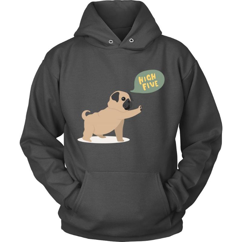 high five fat pug hoodie ontwerp