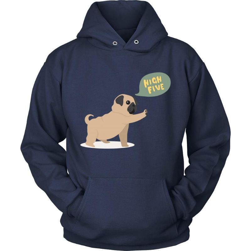 high five fat pug hoodie ontwerp