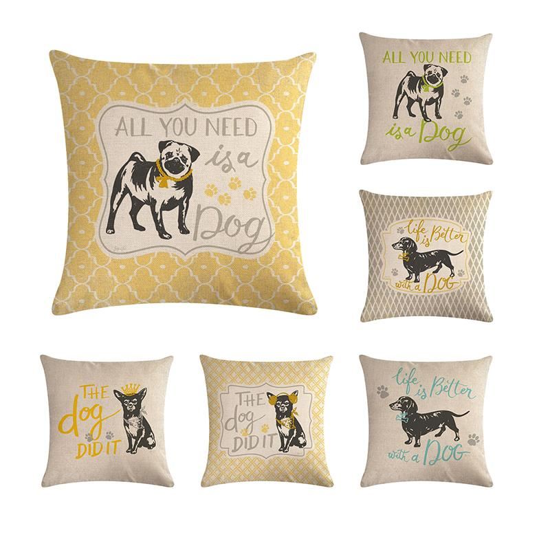 hond met creatieve statement print kussensloop