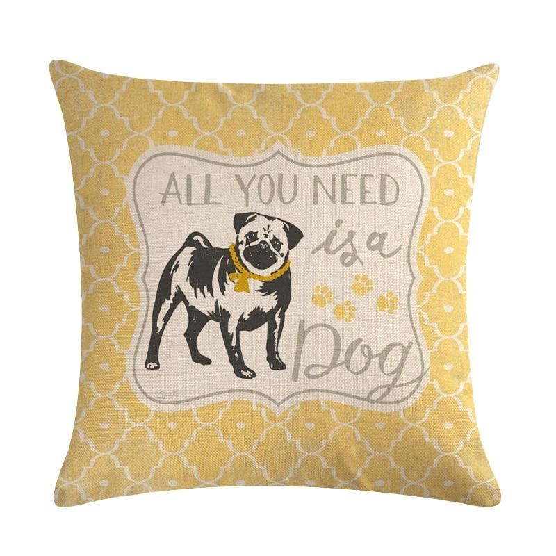 hond met creatieve statement print kussensloop