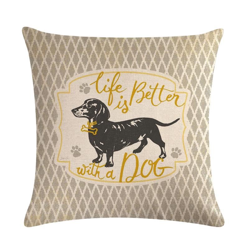 hond met creatieve statement print kussensloop