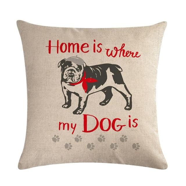 hond met creatieve statement print kussensloop