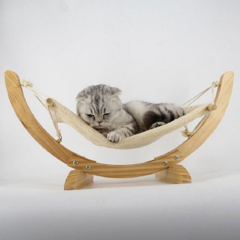 houten handgemaakte kat hangende schommel hangmat bed