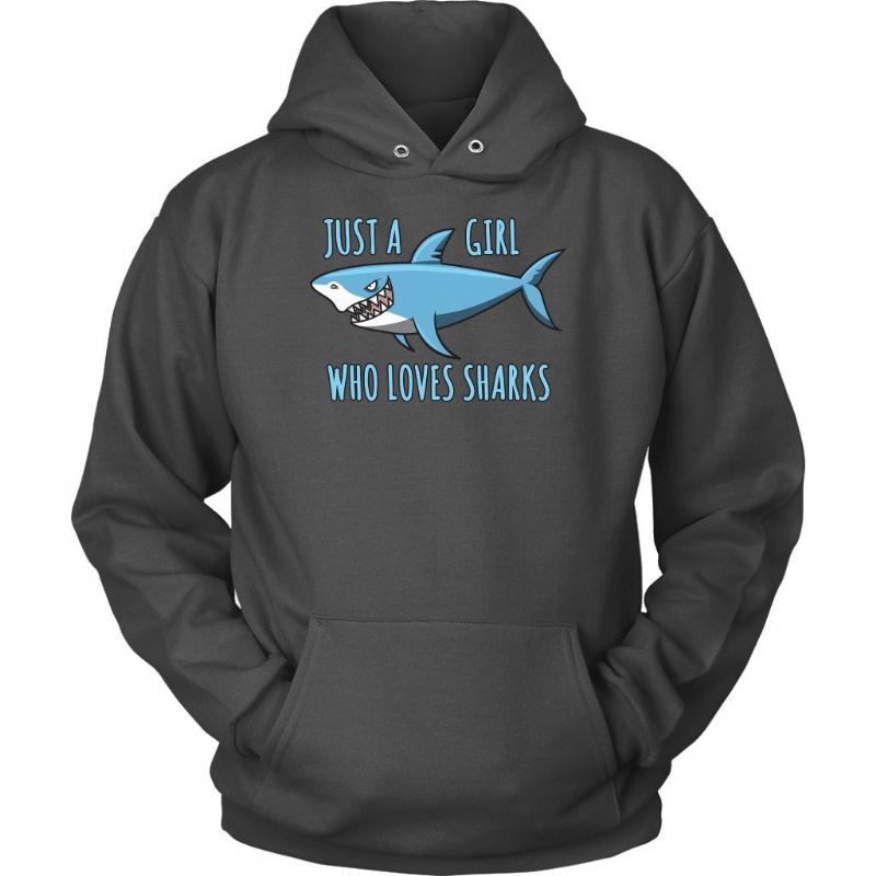 just a girl love sharks hoodie design