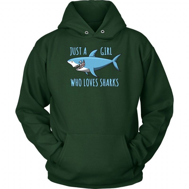 just a girl love sharks hoodie design