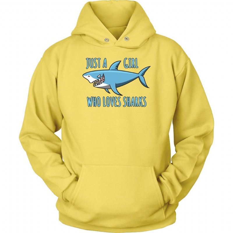just a girl love sharks hoodie design