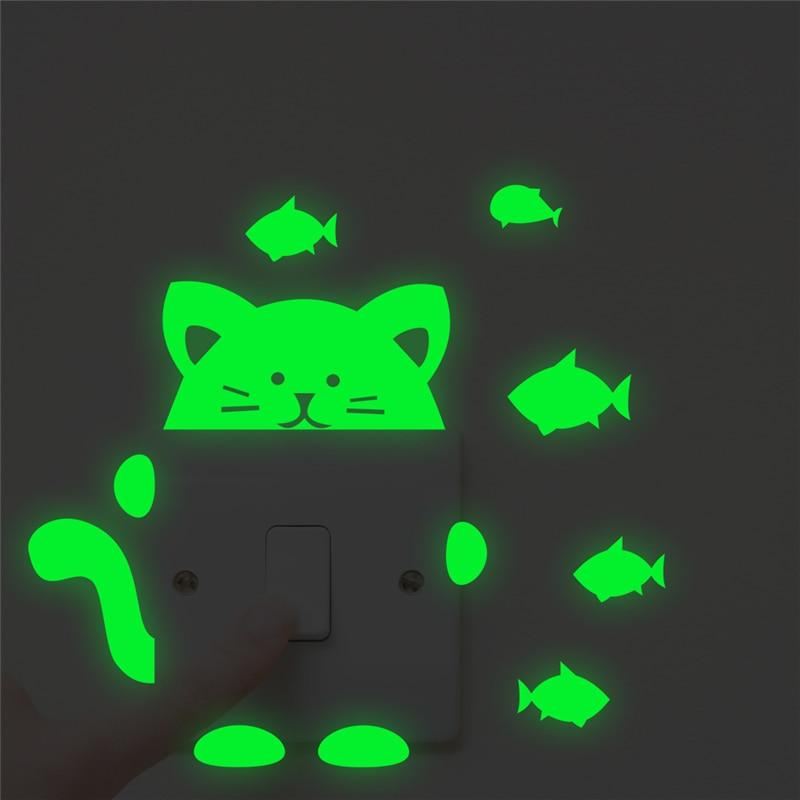 kat en vis glow muurstickers