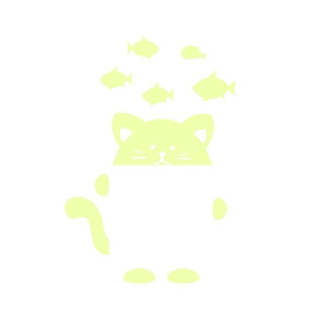 kat en vis glow muurstickers