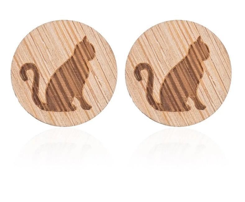kat houten oorbellen