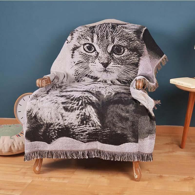kat vintage gebreide deken