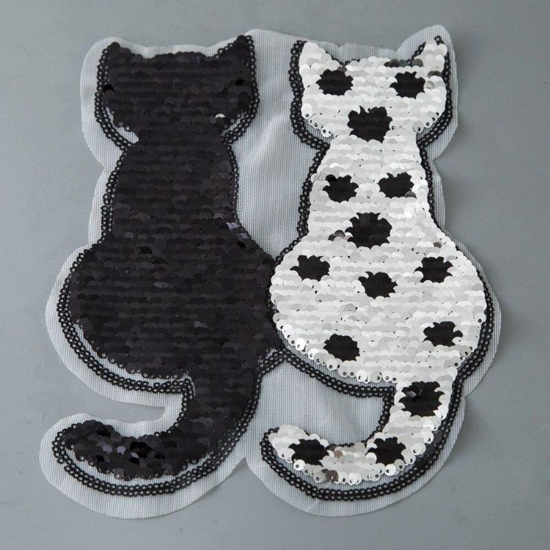 kat vorm omkeerbare pailletten naaien patch