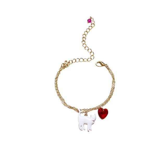 kattenarmband rood liefdesglas dubbellaagse armband