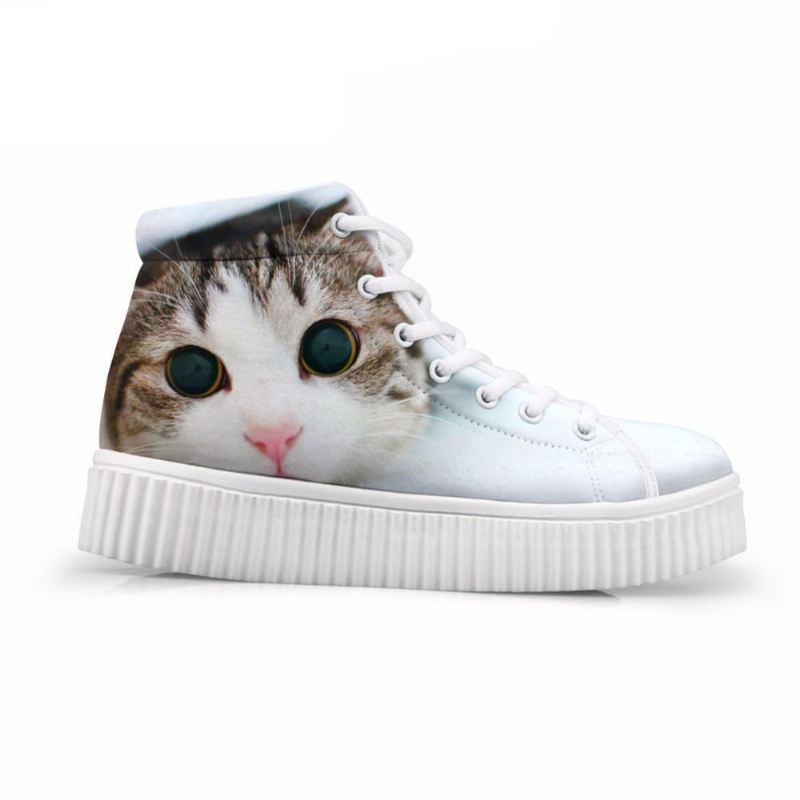 kawaii dames hoge top hoogte toenemende 3d grote ogen kat schoenen