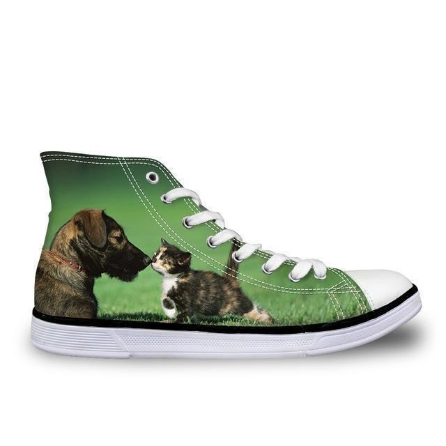 kleurrijke hoge top canvas hond kat liefde schoenen voor dames