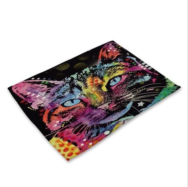 kleurrijke placemat met kattenontwerp