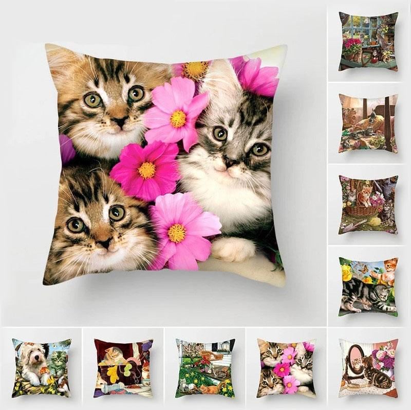 kussenhoes met kattenprint