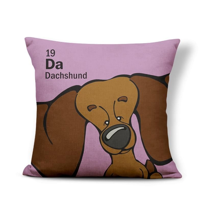 kussenhoes met periodiek systeemontwerp voor honden