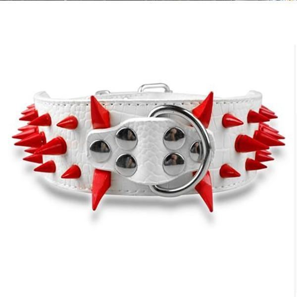 leren halsband met spikes (15 kleuren)