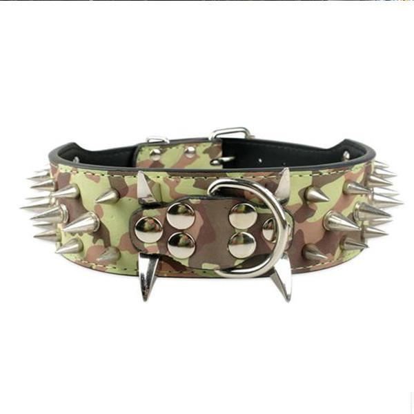 leren halsband met spikes (15 kleuren)