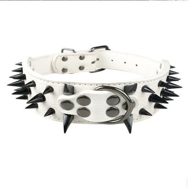 leren halsband met spikes (15 kleuren)