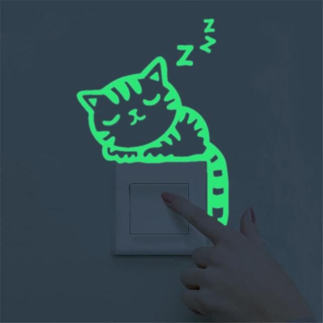 lichtgevende kat schakelaar sticker