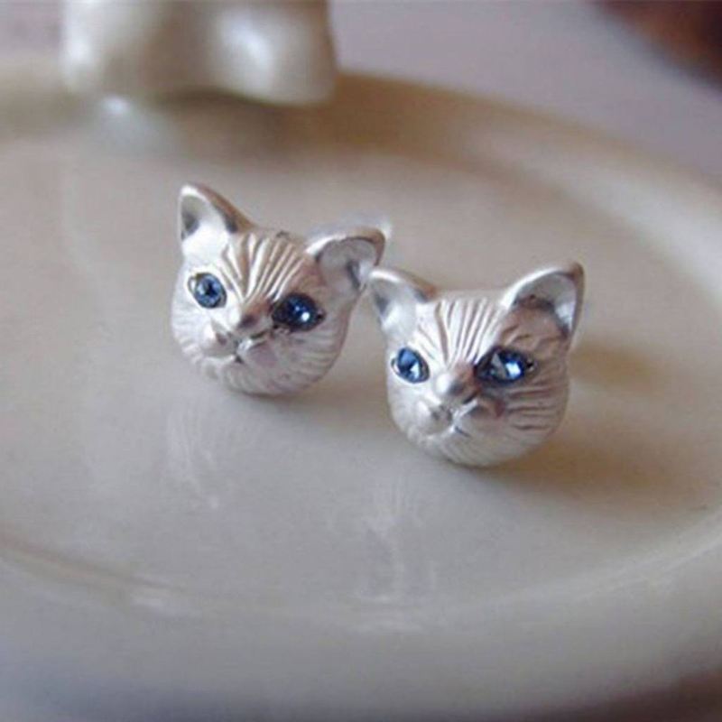 mini kitten hoofd stud oorbellen
