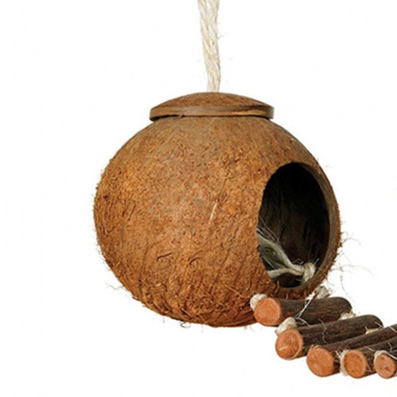 natuurlijke kokosnoot hangende vogelnesthuis schuilplaats kooi