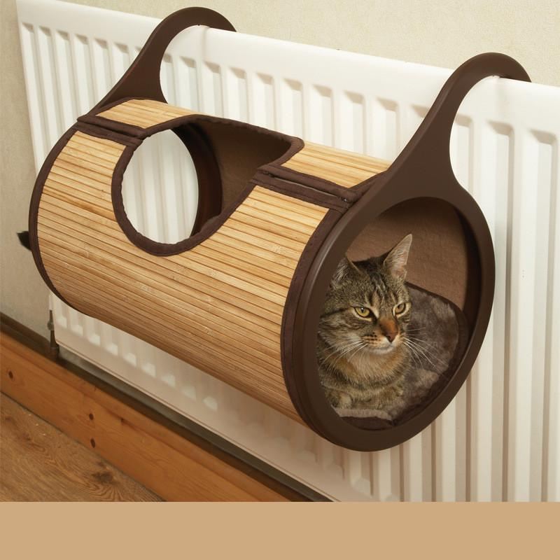 natuurlijke radiator bamboe kattenmand tunnel