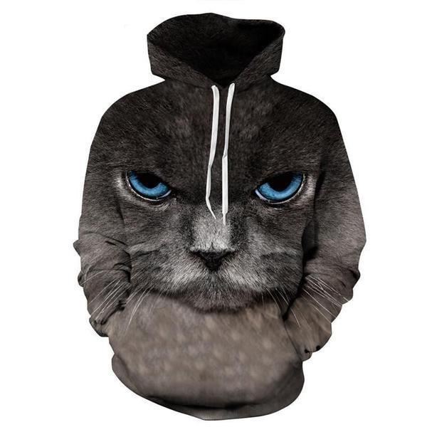 opvallende unisex hoodiejas met kattenontwerp