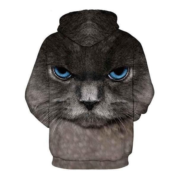 opvallende unisex hoodiejas met kattenontwerp