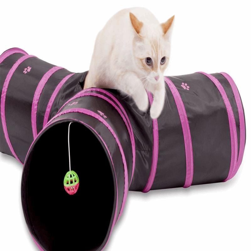 opvouwbare kattentunnel 3-weg inclusief balspeelgoed