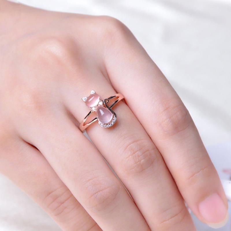 rose gouden kat ring sieraden