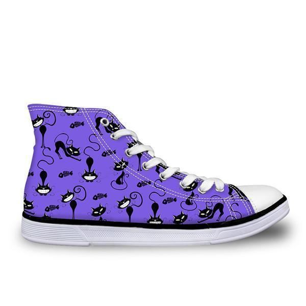 schattig high-top casual kattenpatroon in violette designschoenen voor dames