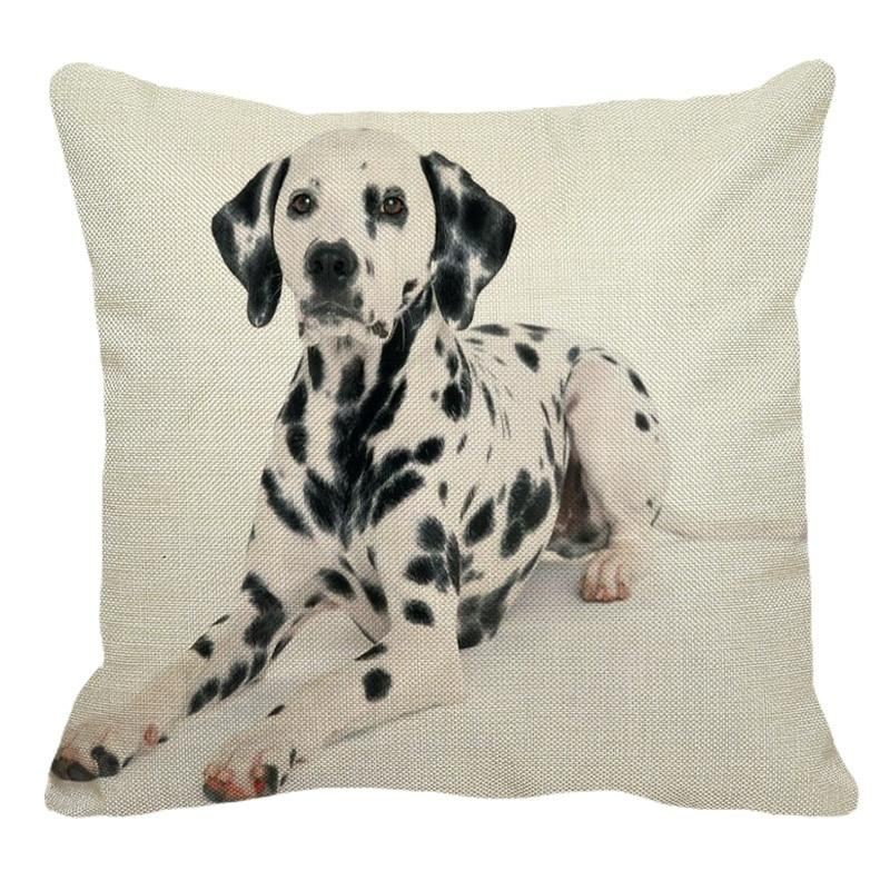 schattig linnen kussensloop met dalmatische print