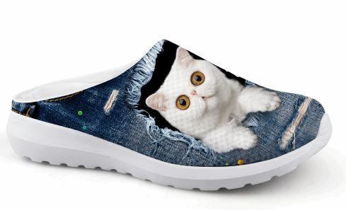 schattige 3d kat afdrukken air mesh strandschoenen