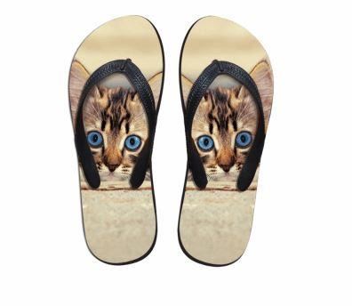 schattige blauwe ogen kat print slippers slippers