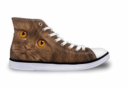 schattige bruine kat afdrukken hoge canvas schoenen
