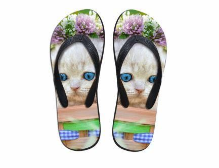 schattige droevige kat bloemenprint slippers slippers