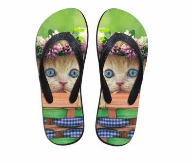 schattige eenzame kat bloemenprint slippers slippers