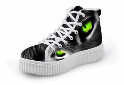 schattige gloed ogen kat afdrukken dikke bodem flats casual schoenen
