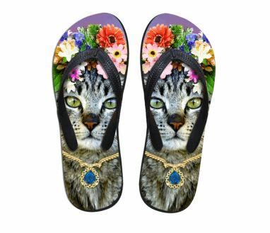 schattige grijze kat print strand teenslippers platte slippers