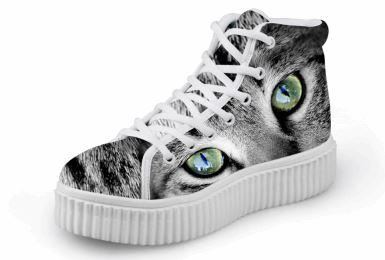 schattige heldere ogen kat afdrukken dikke bodem flats casual schoenen