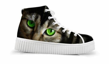 schattige heldere ogen kat afdrukken dikke bodem flats casual schoenen