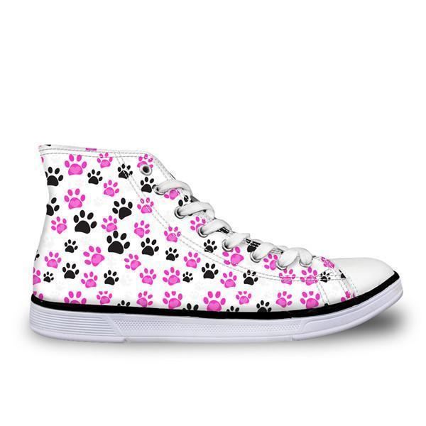 schattige hoge top casual kattenpootpatroon ontwerpschoenen voor dames