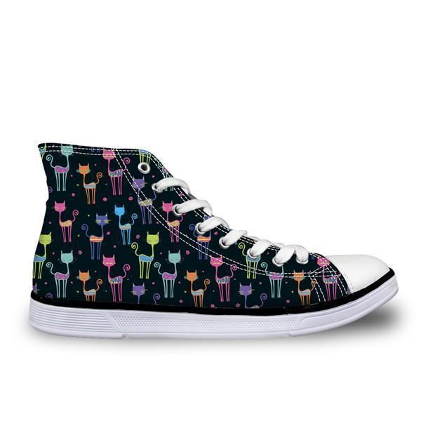 schattige hoge top casual petite kattenpatroon design schoenen voor dames