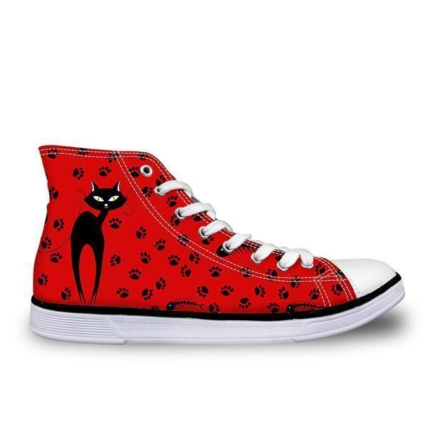 schattige hoge top casual rode kat design schoenen voor dames
