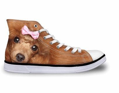 schattige hond afdrukken hoge canvas schoenen