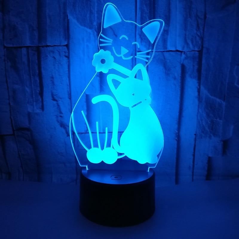 schattige kat 3d led-nachtlampje