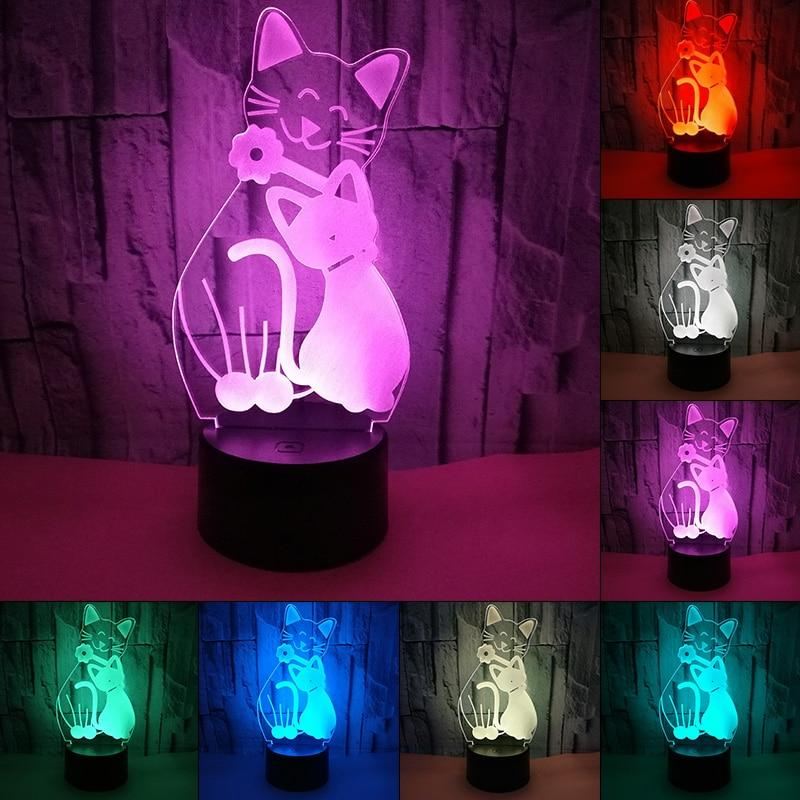 schattige kat 3d led-nachtlampje